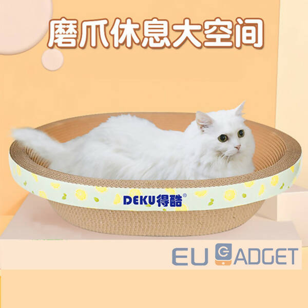 Deku - Corrugated Paper Oval Cat Bowl Type Cat Scratching Board Free Catnip