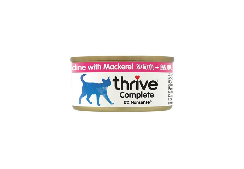 thrive - 100% Complete Adult *Sardine with Mackerel* Cat Can (75gx 12) (Licensed Goods) [SM75]