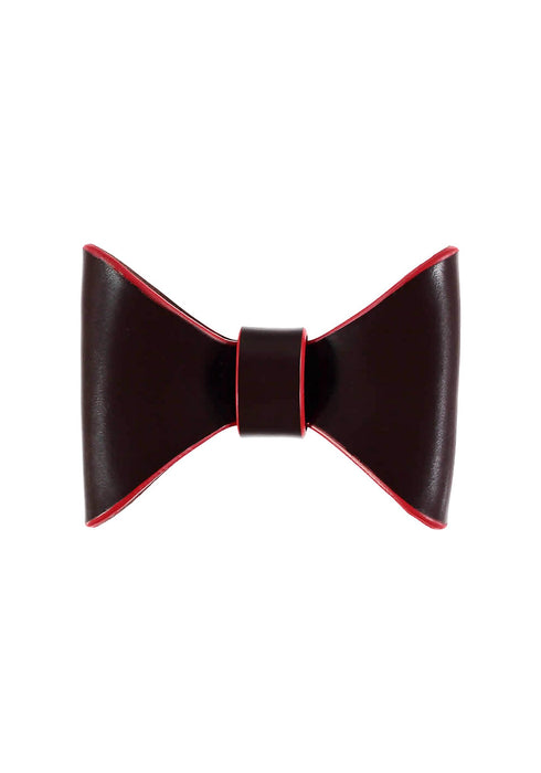 Baker & Bray Pimlico Leather Dog Chocolate & Red Bow Tie