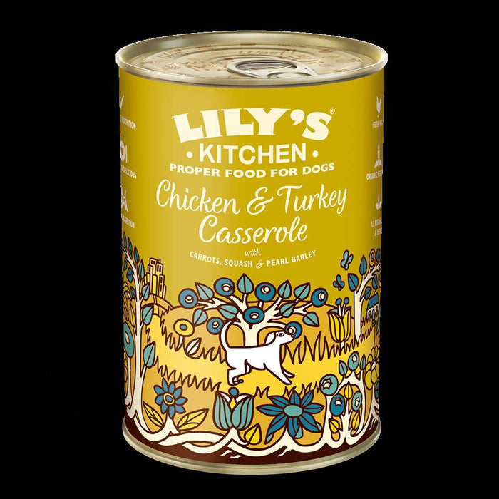 LILY'S KITCHEN - Wet Dog Food Chicken & Turkey Casserole 400g x 6 [DCC2]
