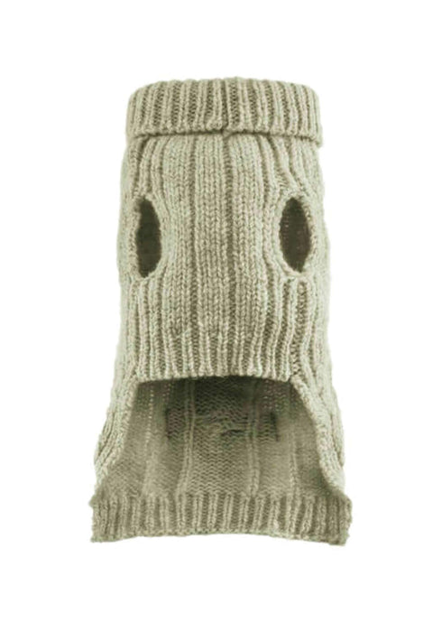 Bowl & Bone Aspen Wool- Mix Cable Knit Dog Sweater - Beige