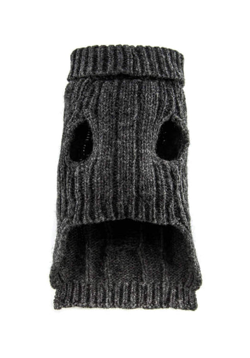 Bowl & Bone Aspen Wool- Mix Cable Knit Dog Sweater - Charoal