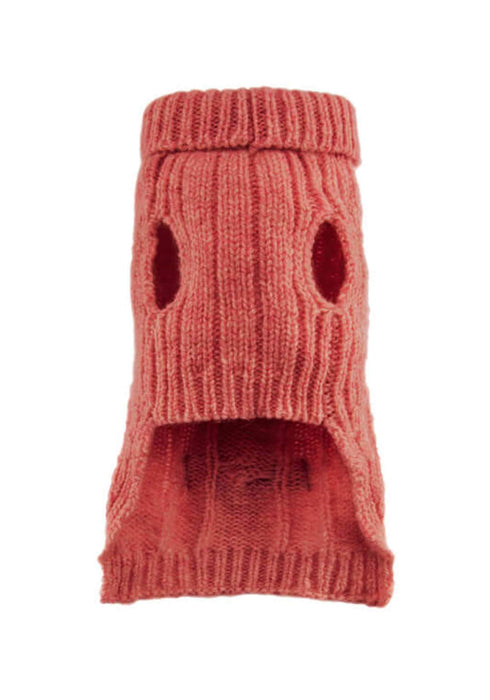 Bowl & Bone Aspen Wool- Mix Cable Knit Dog Sweater - Pink