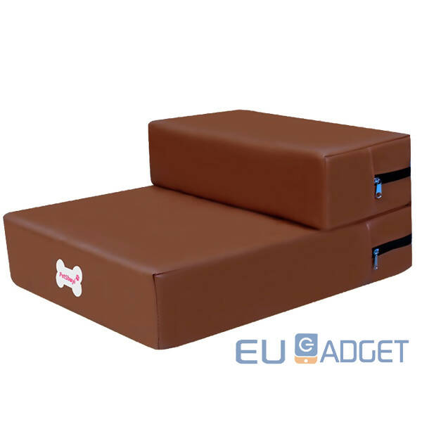 Pet Staircase PU Leather Cover Two Layers Deformable Foldable Removable Washable Waterproof