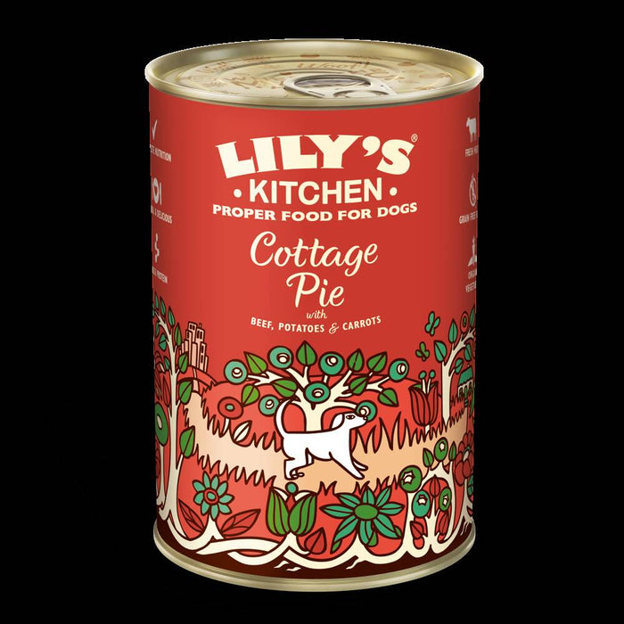 LILY'S KITCHEN - Beef, Potatoes & Carrots, Cottage Pie Grain Free Canned Dog Food 400g x 6 Original Licensed [DBD3]