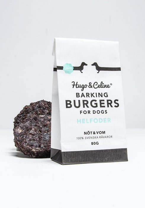 Hugo & Celine Barking Burger Air-Dried Dog Food - Organic Beef and Tripe - Pack of 2 (80 g)