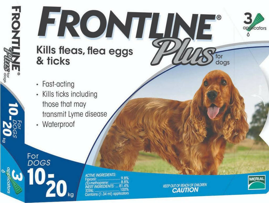 Frontline Plus for Dogs 10kg to 20kg 3 applicators (Authorized Dealer Import)