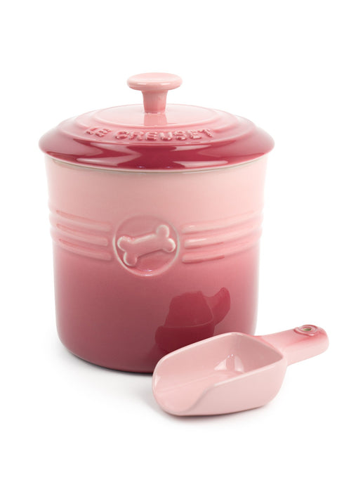 Le Creuset Ceramic Pet Food Storage Container with Scoop - Natural Pink