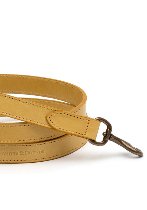 Mutts and Hounds Leather Dog Leash - Mustard
