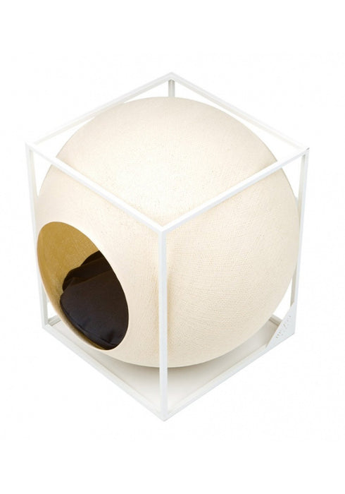 Meyou Paris The Cube Cat Bed Champagne With White Metal Frame