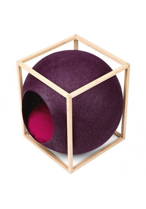 Meyou Paris The Cube Cat Bed Plum - Wood Edition