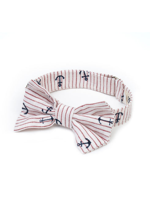 Muffin & Berry Anchors & Stripes Dog Bow Tie