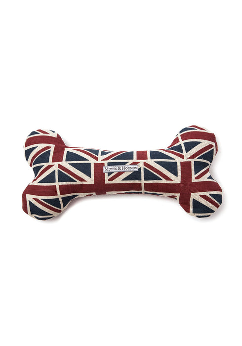Mutts and Hounds Union Jack Linen Bone Squeaky Dog Toy