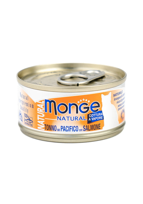 Monge Natural Yellowfin Tuna With Salmon Canned Cat Food 80g