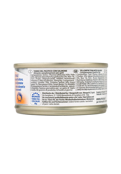 Monge Natural Yellowfin Tuna With Salmon Canned Cat Food 80g