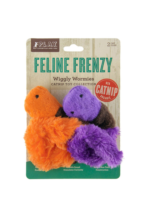 P.L.A.Y. Feline Frenzy Cat Plush Toy - Wiggly Worm Set of 2