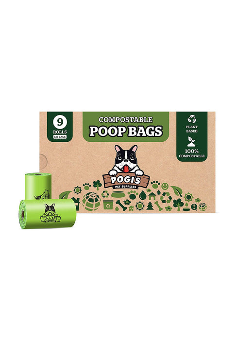 Pogis Pet Supplies Composable Poop Bags Refill Pack Of 9 Rolls Unscented