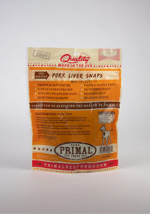 Primal Dry Roasted Pork Liver Snaps Dog Treats 4.25oz