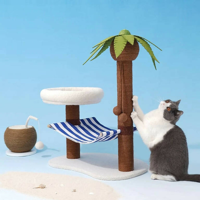 Zeze - Island with Coconut Tree Cat Scratcher│Cat House│Cat Tree│Fit for All Season - Parallel Import