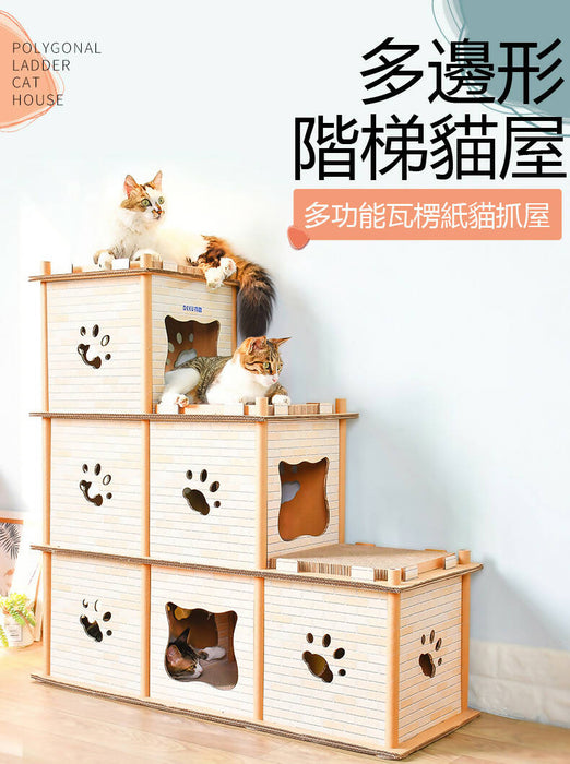 Deku - DIY Carton Cat House Cat Scratch Board With Catmint Scratching Board Cat Toy