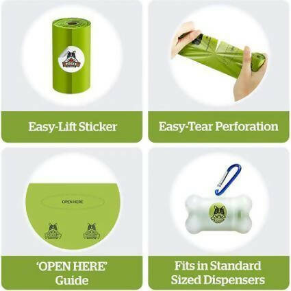 Pogi's Pet Supplies - Poop Bags - Powder Fresh Scent - 50 Packs - With 2 Dispensers