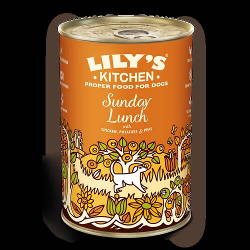 LILY'S KITCHEN - Sunday Lunch With Chicken Potatoes & Peas Adult Dog Canned 400g x 6 [DSL16]
