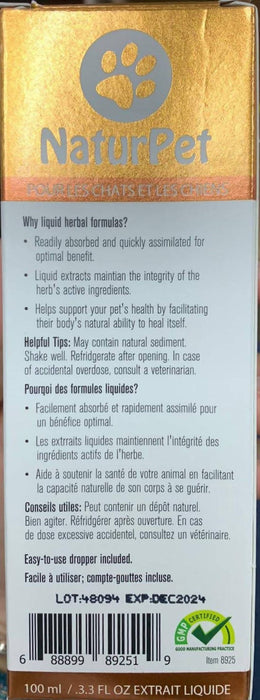 NaturPet - Calm & Relax Stress Herbal Supplement from Canada (for Cat & Dog) 100ml