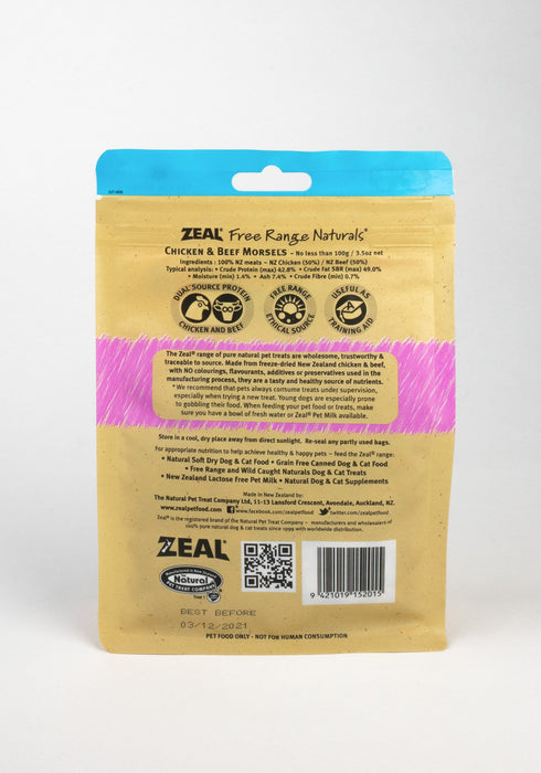 Zeal® Freezed Dried Chicken & Beef Morsels Cat Treats 100g
