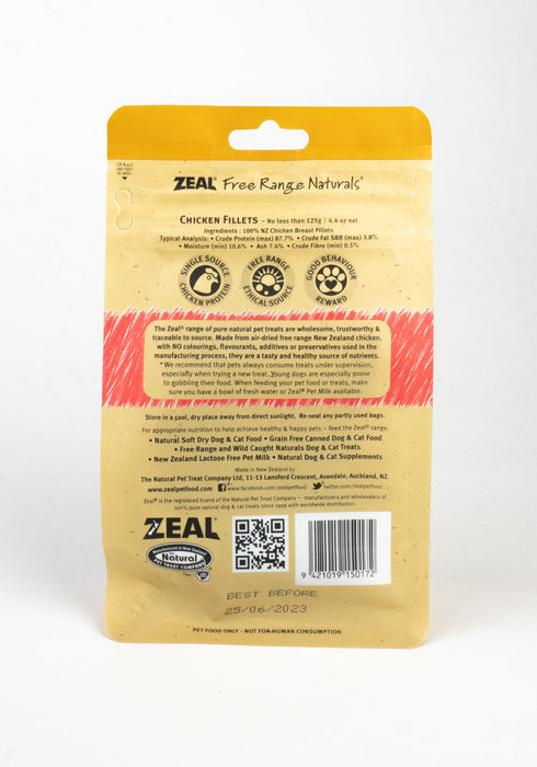 Zeal® Free Range Natural Chicken Fillets Dog Treats 125g