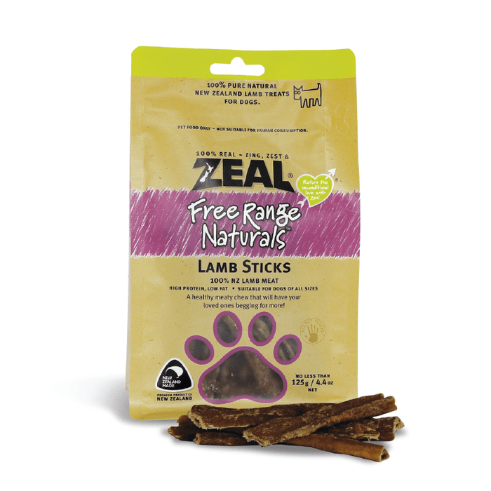 Zeal® Free Range Natural Lamb Sticks Dog Treats 125g