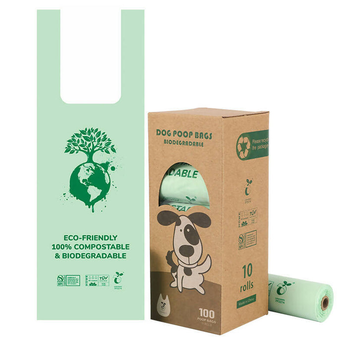 【90 Days Biodegradable】Earth Friendly Biodegradable Corn Starch Pet Poop Garbage Bag│10 Rolls