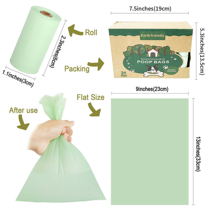 【90 Days Biodegradable】Earth Friendly Biodegradable Corn Starch Pet Poop Garbage Bag│24 Rolls